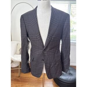 FRERE Brown Grey Plaid Wool Mens Classic Blazer Sz 42